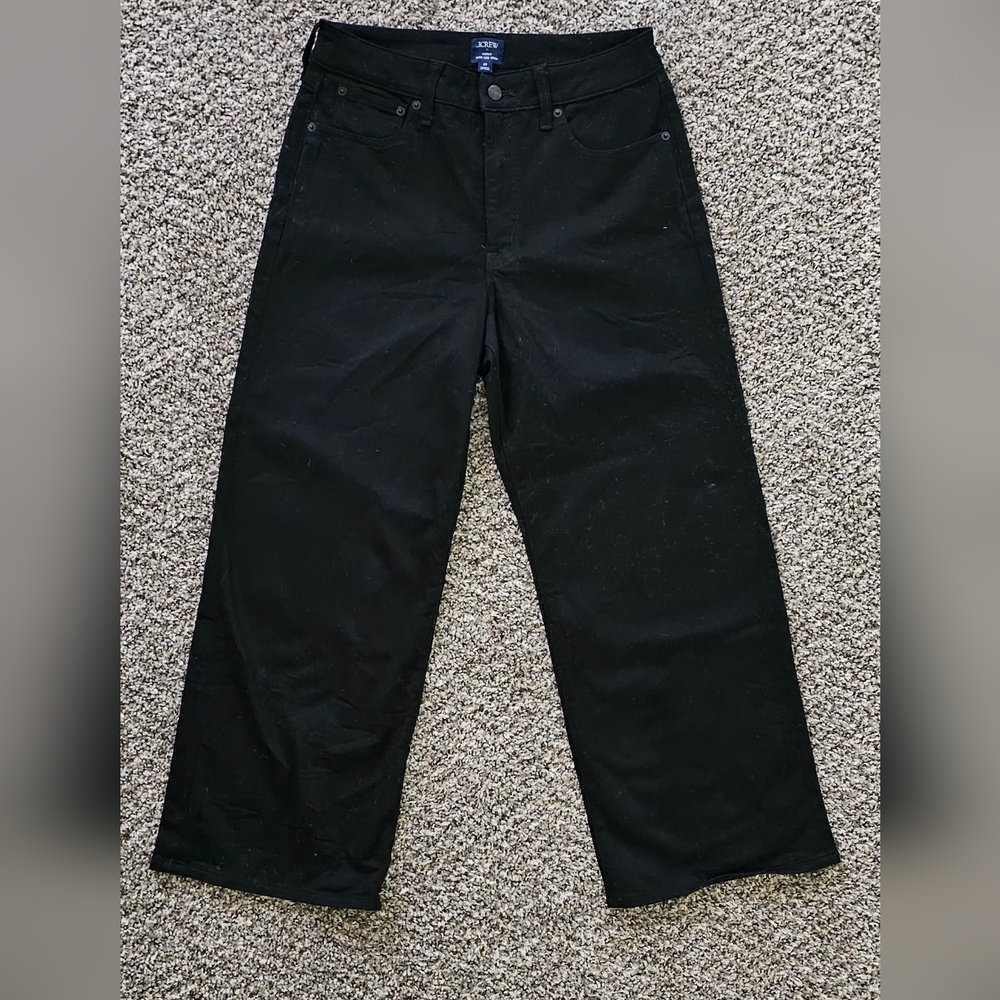 J. Crew Curvy Wide-Leg Crop Jeans in Black Size 28